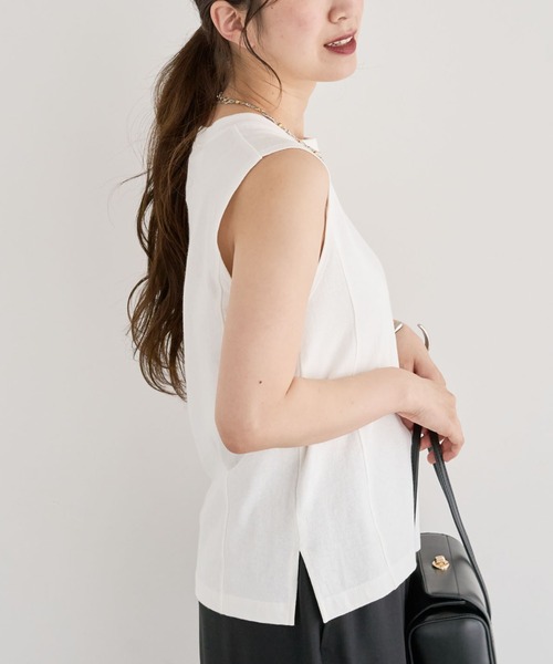 Green　Parks（グリーンパークス）の「・DOUBLE FLAGS ピグメント切替ノースリTEE（タンクトップ・レディース・ライトグレー/ボルドー/グリーン/ブラック/オフホワイト/チャコールグレー・FREE）」の2枚目の写真