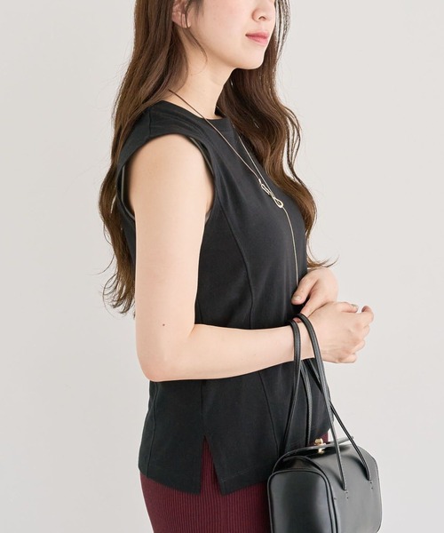 Green　Parks（グリーンパークス）の「・DOUBLE FLAGS ピグメント切替ノースリTEE（タンクトップ・レディース・ライトグレー/ボルドー/グリーン/ブラック/オフホワイト/チャコールグレー・FREE）」の3枚目の写真