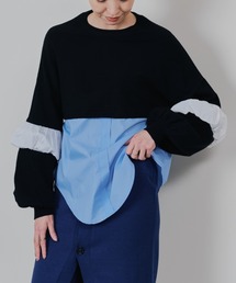 TEVALT | 配色シャツレイヤードライクニットトップス(ニット/セーター)