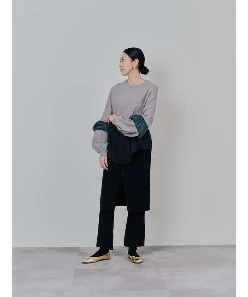 TEVALT（ヴァレット）の「配色シャツレイヤードライクニットトップス（ニット/セーター・レディース・モカ/ブラック・38）」の7枚目の写真