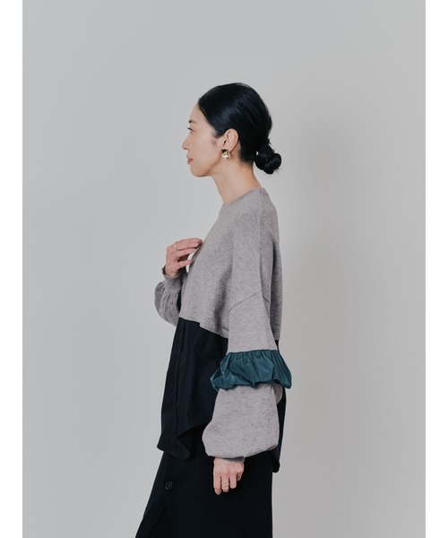 TEVALT（ヴァレット）の「配色シャツレイヤードライクニットトップス（ニット/セーター・レディース・モカ/ブラック・38）」の10枚目の写真