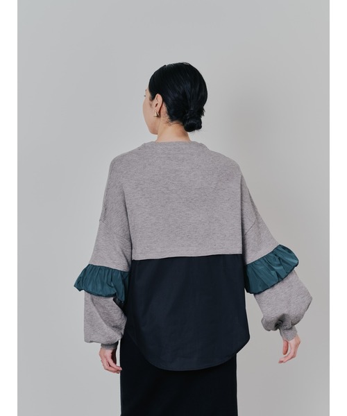 TEVALT（ヴァレット）の「配色シャツレイヤードライクニットトップス（ニット/セーター・レディース・モカ/ブラック・38）」の11枚目の写真