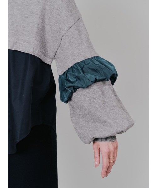 TEVALT（ヴァレット）の「配色シャツレイヤードライクニットトップス（ニット/セーター・レディース・モカ/ブラック・38）」の14枚目の写真