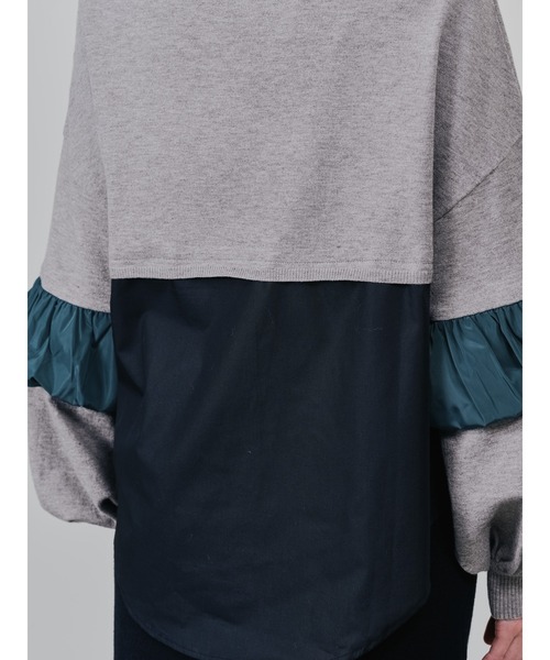 TEVALT（ヴァレット）の「配色シャツレイヤードライクニットトップス（ニット/セーター・レディース・モカ/ブラック・38）」の16枚目の写真