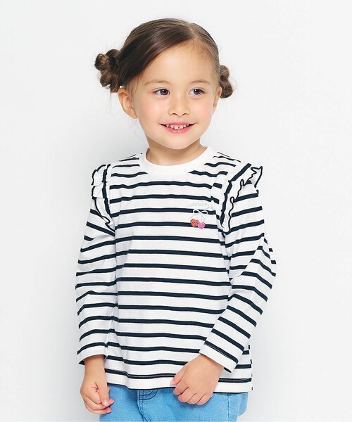 apres les cours（アプレレクール）の「【WEB限定】肩フリルTシャツ/7days Style（Tシャツ/カットソー・キッズ・ブラック/アイボリー/レッド/その他2/ラベンダー/ミント・80/90/100/120/140/110/130）」の6枚目の写真