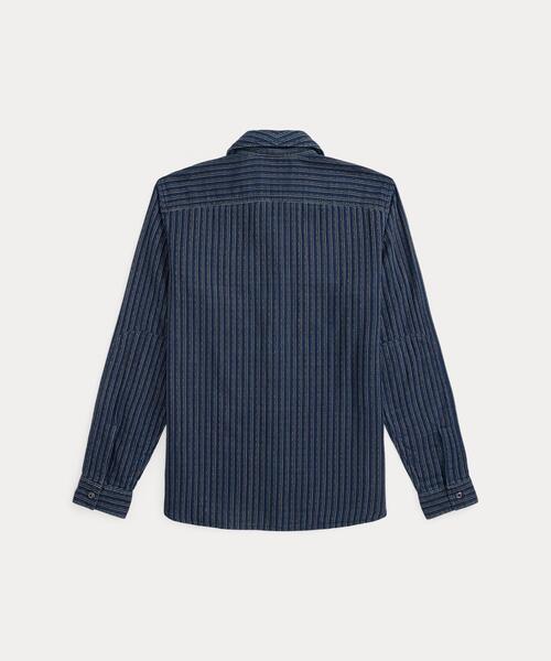 インディゴ ストライプド ダブルフェイスド ワークシャツ（シャツ