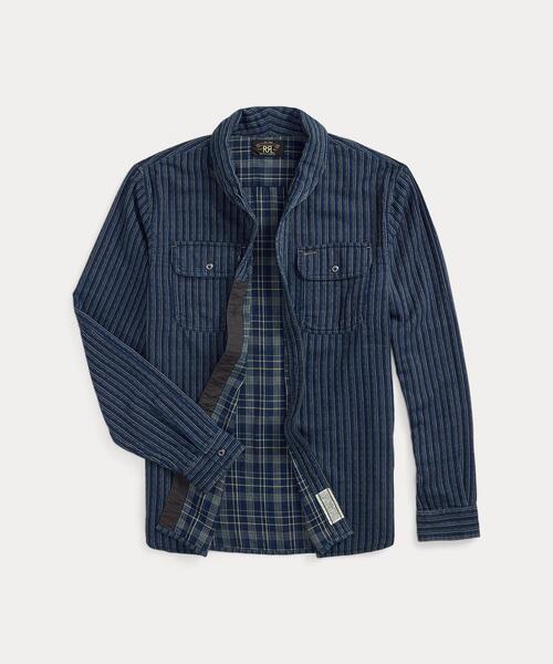 インディゴ ストライプド ダブルフェイスド ワークシャツ（シャツ