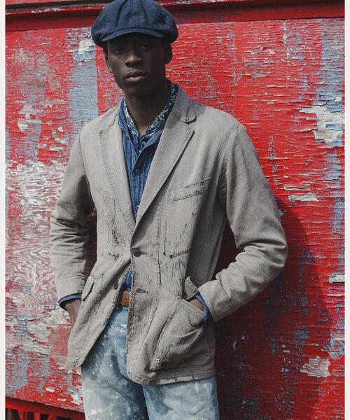 RRL インディゴ ストライプド ダブルフェイスド ワークシャツ 注文 L