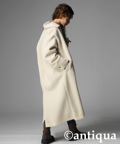 antiqua(アンティカ)の「ロングボアコート(その他アウター・レディース・ブラック/アイボリー・ONESIZE)」の4枚目の写真