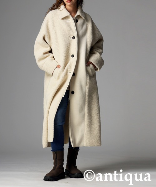antiqua(アンティカ)の「ロングボアコート(その他アウター・レディース・ブラック/アイボリー・ONESIZE)」の11枚目の写真