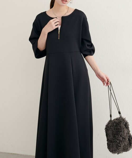 natural couture（ナチュラルクチュール）の「【WEB限定】フロントZIPダンボールワンピース（ワンピース・レディース・グレイッシュベージュ/ブラック/ネイビー・MEDIUM/LARGE）」の13枚目の写真