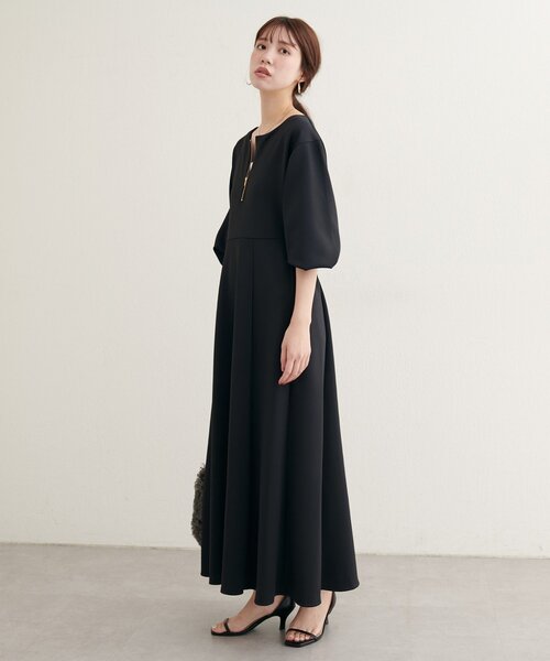 natural couture（ナチュラルクチュール）の「【WEB限定】フロントZIPダンボールワンピース（ワンピース・レディース・グレイッシュベージュ/ブラック/ネイビー・MEDIUM/LARGE）」の9枚目の写真