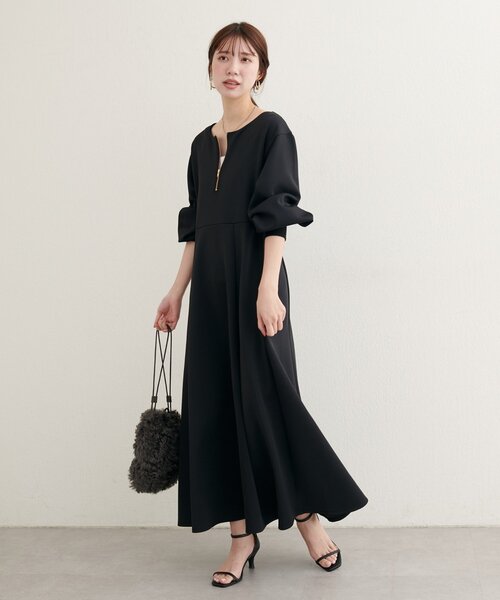 natural couture（ナチュラルクチュール）の「【WEB限定】フロントZIPダンボールワンピース（ワンピース・レディース・グレイッシュベージュ/ブラック/ネイビー・MEDIUM/LARGE）」の10枚目の写真