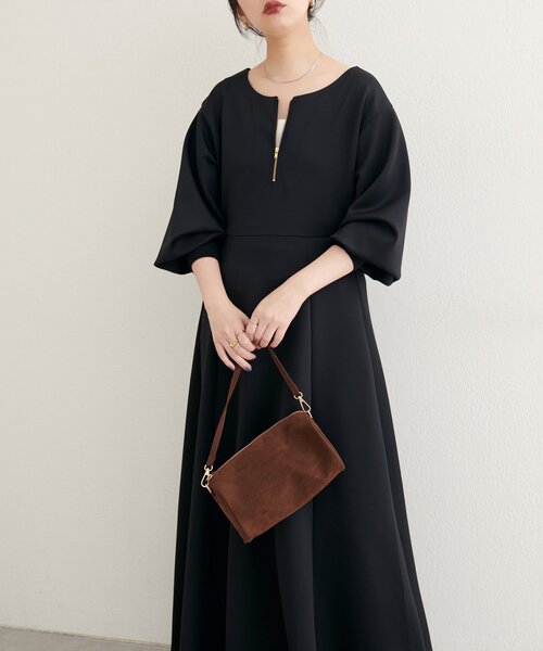 natural couture（ナチュラルクチュール）の「【WEB限定】フロントZIPダンボールワンピース（ワンピース・レディース・グレイッシュベージュ/ブラック/ネイビー・MEDIUM/LARGE）」の18枚目の写真