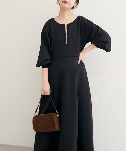 natural couture（ナチュラルクチュール）の「【WEB限定】フロントZIPダンボールワンピース（ワンピース・レディース・グレイッシュベージュ/ブラック/ネイビー・MEDIUM/LARGE）」の19枚目の写真