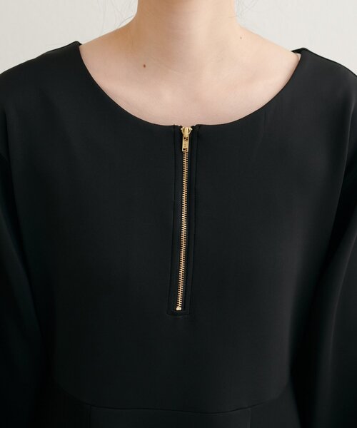 natural couture（ナチュラルクチュール）の「【WEB限定】フロントZIPダンボールワンピース（ワンピース・レディース・グレイッシュベージュ/ブラック/ネイビー・MEDIUM/LARGE）」の4枚目の写真