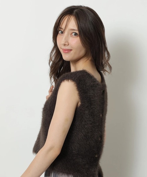 新品未使用タグ付き アプワイザーリッシェ 前後2WAYふわふわベスト 白 前後2WAYふわふわベスト | ニット | Apuweiser-riche