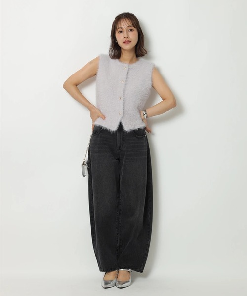 新品未使用タグ付き アプワイザーリッシェ 前後2WAYふわふわベスト 白 新品未使用タグ付き アプワイザーリッシェ 前後2WAYふわふわ