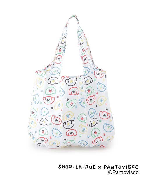 SHOO・LA・RUE（シューラルー）の「【パントビスコ／ぺろち】しまえるエコバッグ（エコバッグ/サブバッグ・レディース・ホワイト系4/ライトブルー/イエロー系その他5・00）」の2枚目の写真