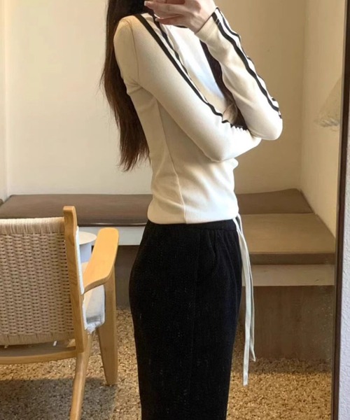 SHEPP（シープ）の「【お気に入り3000人突破！】スタイルアップ ラグランサイドライン リブ ロンT（Tシャツ/カットソー・レディース・ブラック/アイボリー/ホワイト・S/M）」の17枚目の写真