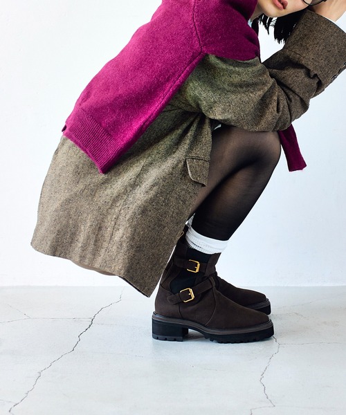 Mode et Jacomo(モードエジャコモ)の「ダブルベルトエンジニアブーツ(ブーツ・レディース・その他8/ブラック・23cm/24.5cm/24cm/23.5cm/22.5cm)」の1枚目の写真