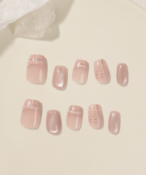 セール】3D水光ネイルミルキーピンクオーロララメマーブルストーン