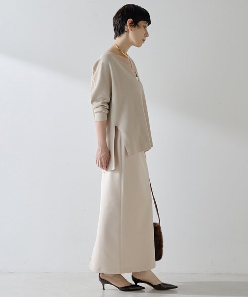 Whim Gazette（ウィムガゼット）の「深Vスリットニットプルオーバー（ニット/セーター・レディース・ブラック/ベージュ・FREE）」の10枚目の写真