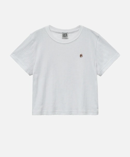 MARITHE + FRANCOIS GIRBAUD(マリテフランソワジルボー)の「W CIRCLE LOGO POINTEL KNIT TEE(Tシャツ/カットソー・レディース・ピンク系/White・SMALL/MEDIUM)」の2枚目の写真