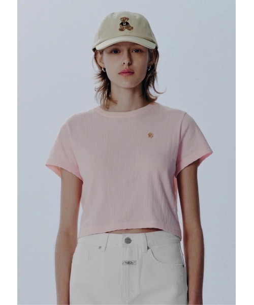 MARITHE + FRANCOIS GIRBAUD(マリテフランソワジルボー)の「W CIRCLE LOGO POINTEL KNIT TEE(Tシャツ/カットソー・レディース・ピンク系/White・SMALL/MEDIUM)」の3枚目の写真