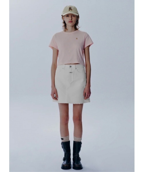 MARITHE + FRANCOIS GIRBAUD(マリテフランソワジルボー)の「W CIRCLE LOGO POINTEL KNIT TEE(Tシャツ/カットソー・レディース・ピンク系/White・SMALL/MEDIUM)」の4枚目の写真