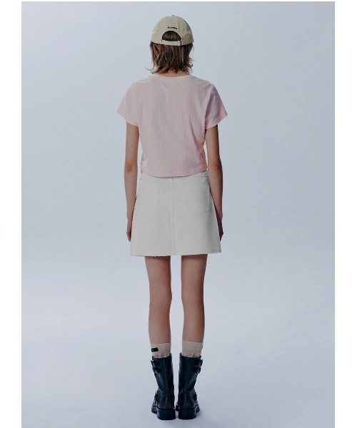 MARITHE + FRANCOIS GIRBAUD(マリテフランソワジルボー)の「W CIRCLE LOGO POINTEL KNIT TEE(Tシャツ/カットソー・レディース・ピンク系/White・SMALL/MEDIUM)」の5枚目の写真