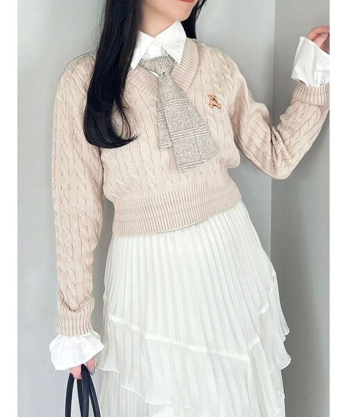 【POLOBCSコラボ 】シャツドッキングケーブルニットトップスdazzlin dazzlin（ダズリン）の「【POLO BCS コラボ】シャツドッキング