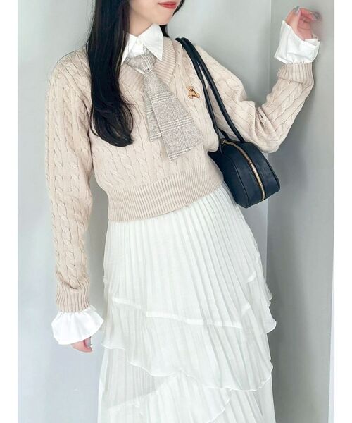 【POLOBCSコラボ 】シャツドッキングケーブルニットトップスdazzlin POLO BCS コラボ】シャツドッキングケーブルニットトップス