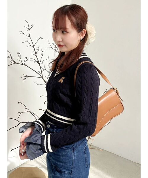 POLO BCS コラボ】シャツドッキングケーブルニットトップス（ニット