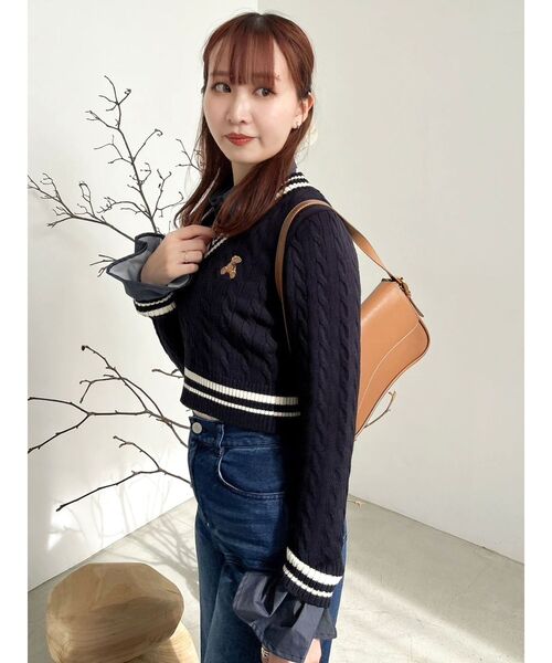 【POLOBCSコラボ 】シャツドッキングケーブルニットトップスdazzlin dazzlin（ダズリン）の「【POLO BCS コラボ】シャツドッキング