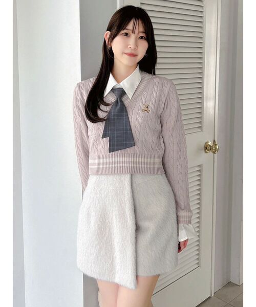 【POLOBCSコラボ 】シャツドッキングケーブルニットトップスdazzlin POLO BCS コラボ】シャツドッキングケーブルニットトップス