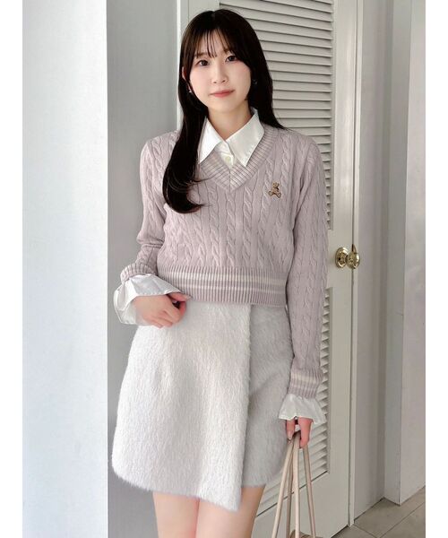 POLO BCS コラボ】シャツドッキングケーブルニットトップス（ニット