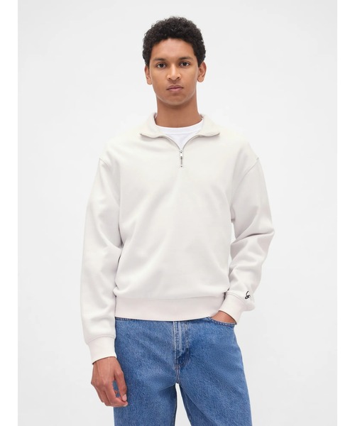 GAP（ギャップ）の「ヴィンテージソフト オーバーサイズ ハーフジップ プルオーバー（スウェット・メンズ・オフホワイト/ブラック・XS/S/M/L/XL）」の7枚目の写真