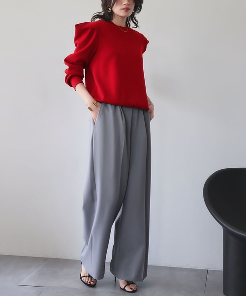 ELFRANK（エルフランク）の「《新色追加》ダンボールパワーショルダーカットソー（Tシャツ/カットソー・レディース・レッド/オフホワイト/ブラック・M/L）」の4枚目の写真