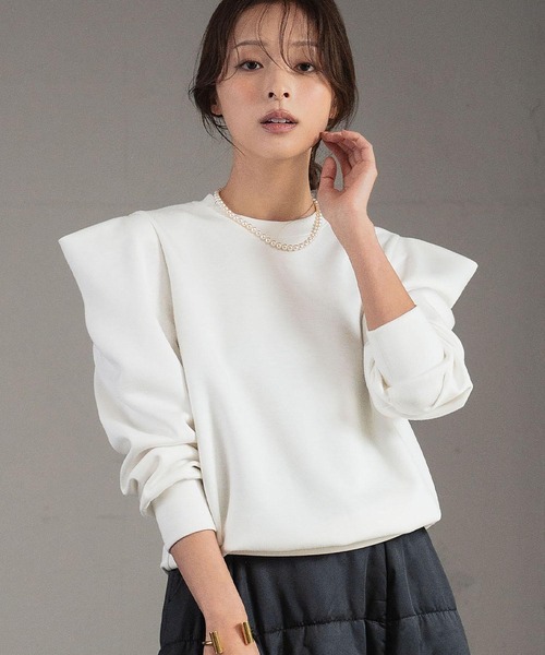 ELFRANK（エルフランク）の「《新色追加》ダンボールパワーショルダーカットソー（Tシャツ/カットソー・レディース・レッド/オフホワイト/ブラック・M/L）」の5枚目の写真