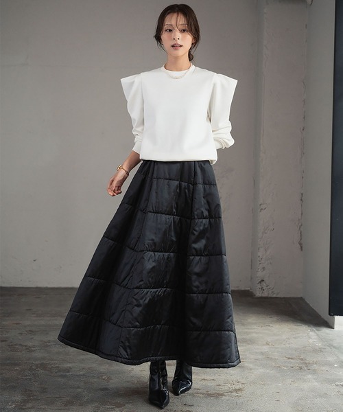 ELFRANK（エルフランク）の「《新色追加》ダンボールパワーショルダーカットソー（Tシャツ/カットソー・レディース・レッド/オフホワイト/ブラック・M/L）」の6枚目の写真