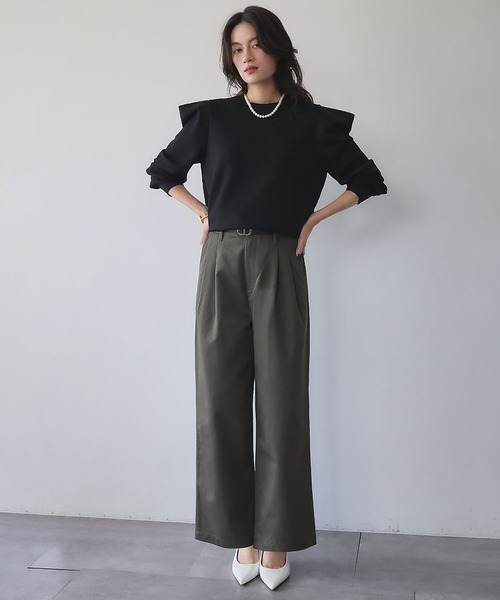 ELFRANK（エルフランク）の「《新色追加》ダンボールパワーショルダーカットソー（Tシャツ/カットソー・レディース・レッド/オフホワイト/ブラック・M/L）」の9枚目の写真