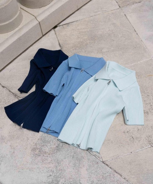 BLUE×PALANG(ブルーパラン)の「WZIP HALF KNIT(Tシャツ/カットソー・レディース・ネイビー/ブルー/ミント・FREE)」の22枚目の写真