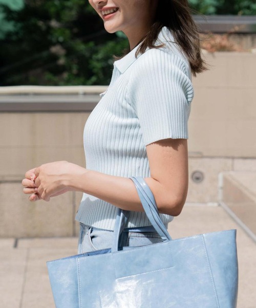 BLUE×PALANG(ブルーパラン)の「WZIP HALF KNIT(Tシャツ/カットソー・レディース・ネイビー/ブルー/ミント・FREE)」の8枚目の写真