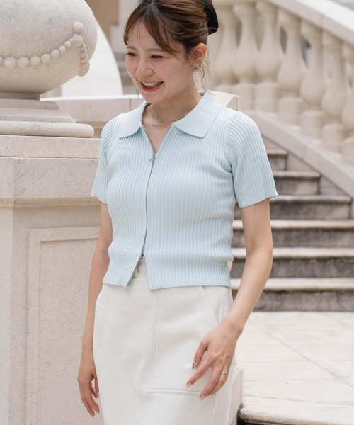 BLUE×PALANG(ブルーパラン)の「WZIP HALF KNIT(Tシャツ/カットソー・レディース・ネイビー/ブルー/ミント・FREE)」の11枚目の写真