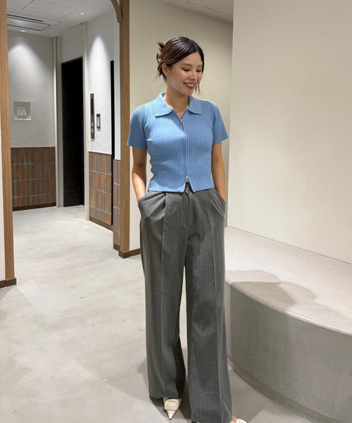 BLUE×PALANG(ブルーパラン)の「WZIP HALF KNIT(Tシャツ/カットソー・レディース・ネイビー/ブルー/ミント・FREE)」の6枚目の写真
