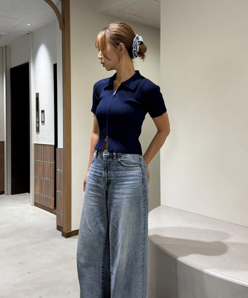 BLUE×PALANG(ブルーパラン)の「WZIP HALF KNIT(Tシャツ/カットソー・レディース・ネイビー/ブルー/ミント・FREE)」の20枚目の写真