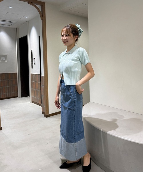 BLUE×PALANG(ブルーパラン)の「WZIP HALF KNIT(Tシャツ/カットソー・レディース・ネイビー/ブルー/ミント・FREE)」の15枚目の写真