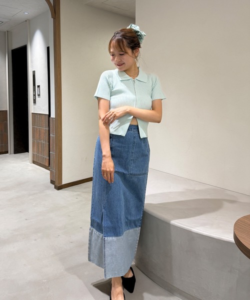 BLUE×PALANG(ブルーパラン)の「WZIP HALF KNIT(Tシャツ/カットソー・レディース・ネイビー/ブルー/ミント・FREE)」の14枚目の写真