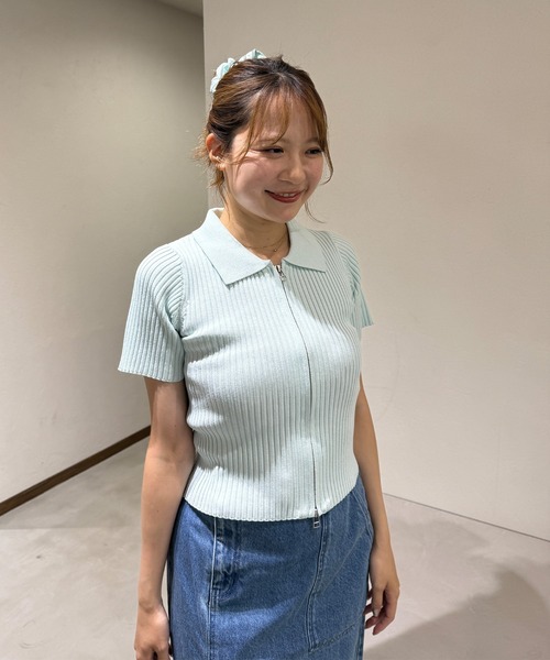 BLUE×PALANG(ブルーパラン)の「WZIP HALF KNIT(Tシャツ/カットソー・レディース・ネイビー/ブルー/ミント・FREE)」の16枚目の写真